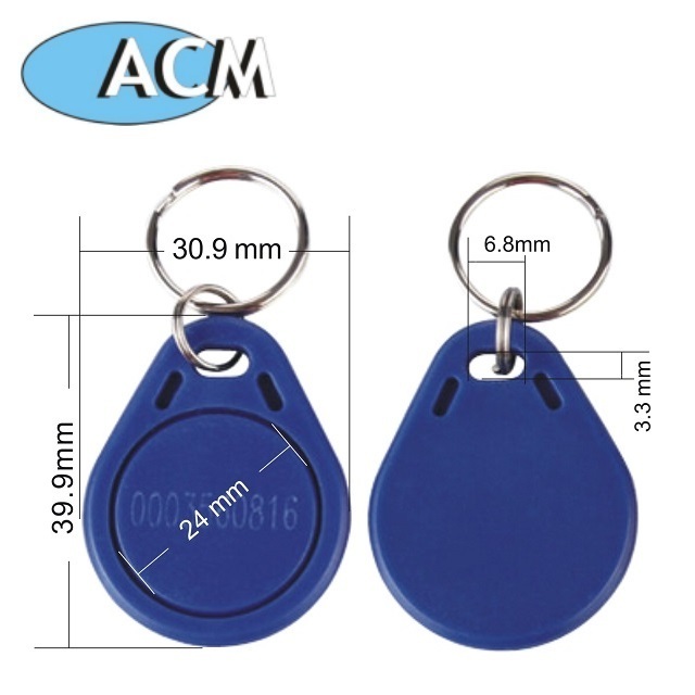 Waterproof Blue 125KHz 13.56MHz rfid abs plastic hotel room printed key fobs/keychain tag / hotel key card