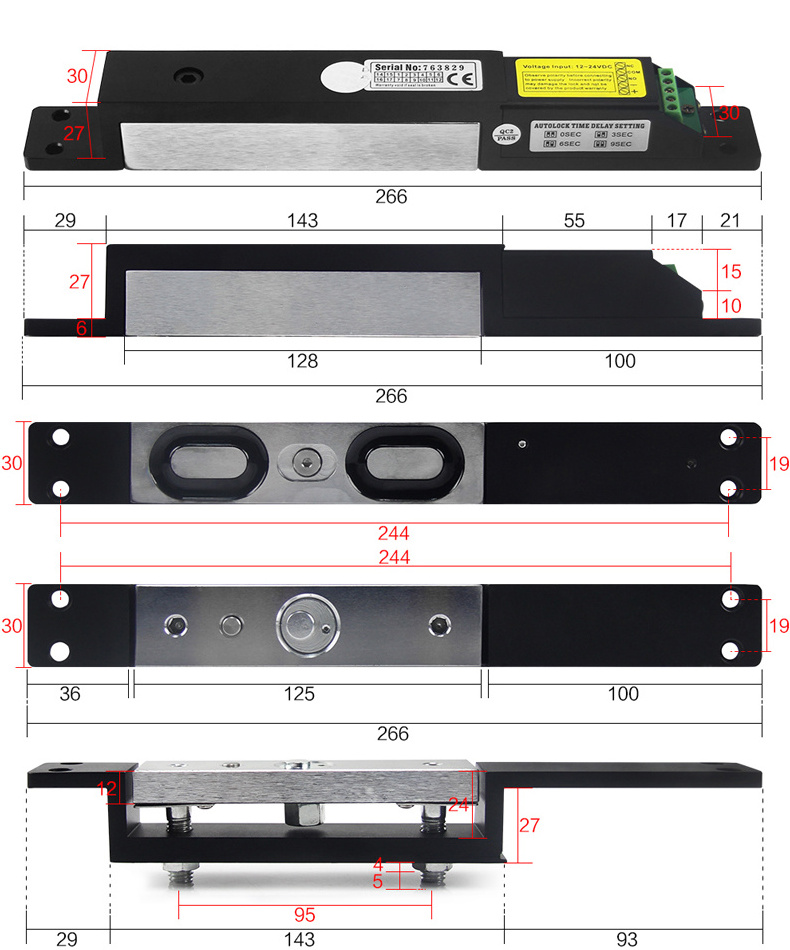 Strong Holding Force 500kg 1200LBS Electro Magnetic Single Door Electromagnetic Em Lock