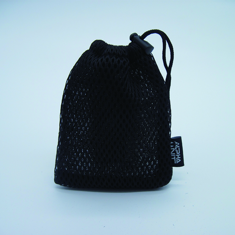 OEM Service Small Mesh Bag with Custom Woven Logo Side Drawstring Nylon Mesh bag