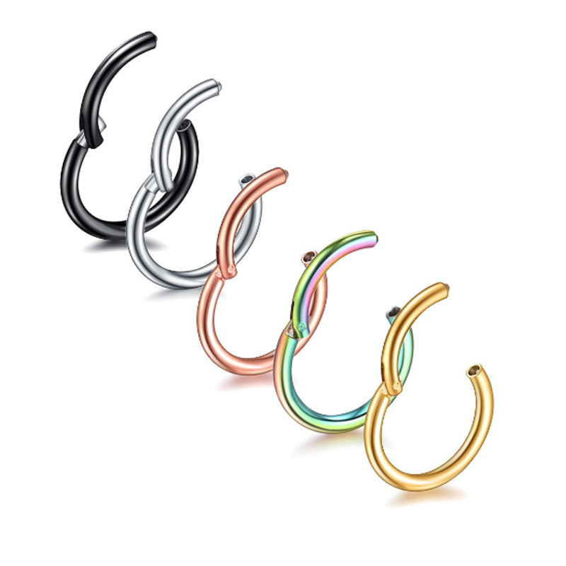 Wholesale Free Sample 6mm 8mm 10mm Surgical Steel Hinged Segment Nose Clicker Hoops Rings