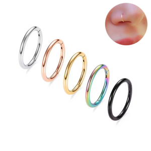 Stainless Steel Body Piercing Jewelry Hinged Segment Nose Clicker Hoop Rings