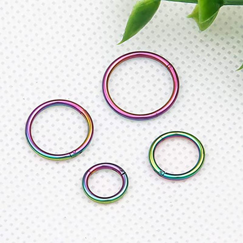 Stainless Steel Body Piercing Jewelry Hinged Segment Nose Clicker Hoop Rings