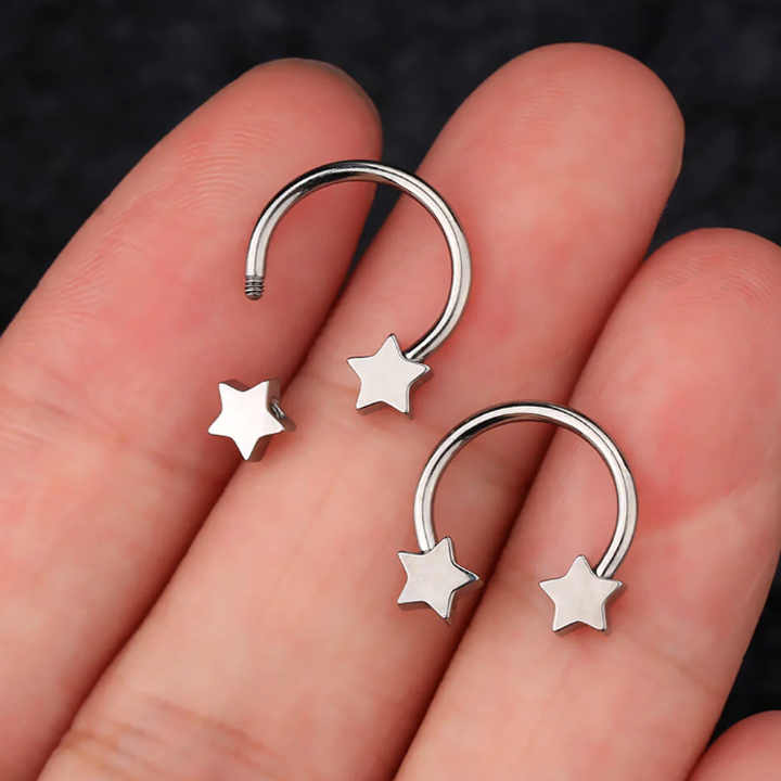 16G Horseshoe Cute Star Piercing Jewelry Nose Septum Ring for Women Pierced Nose