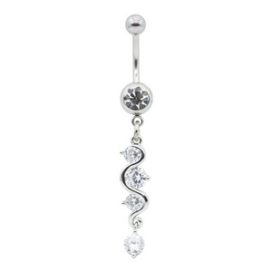 14G Curved Bar Externally Threaded Belly Piercing Rings Silver Stainless Steel Dangle Belly Ring