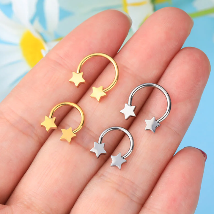 16G Horseshoe Cute Star Piercing Jewelry Nose Septum Ring for Women Pierced Nose