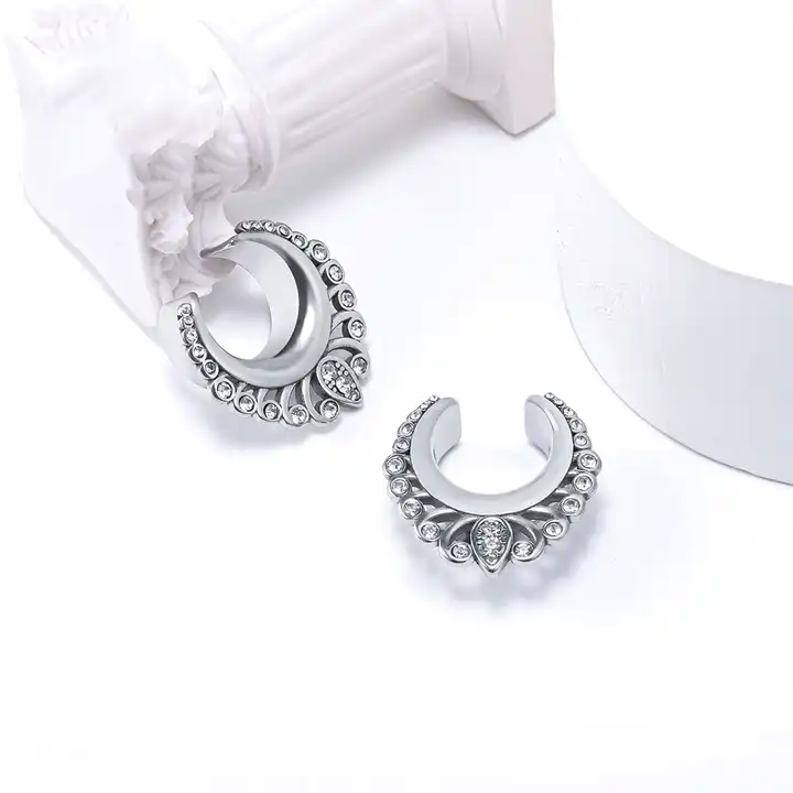 Stainless Steel Ear Plugs Gauges Ear Tunnels Natural Drop Shaped Stone Flesh Tunnels Ear Tunnels Flesh