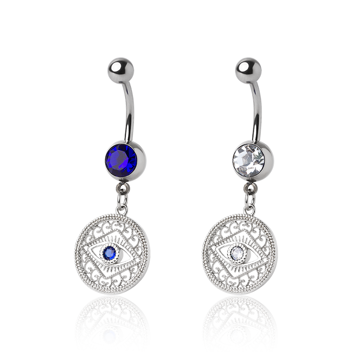 14G Custom DIY Stainless Steel Evil Eye Dangle Navel Piercing Jewelry Belly Button Rings