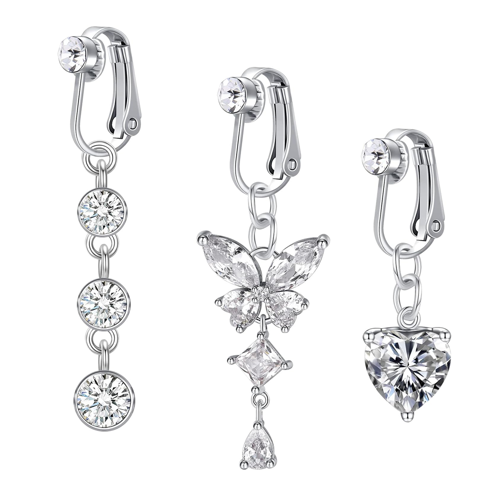 Clip On Fake Belly Rings Custom Wholesale Surgical Stainless Steel Dangling Belly Button Piercing Jewelry