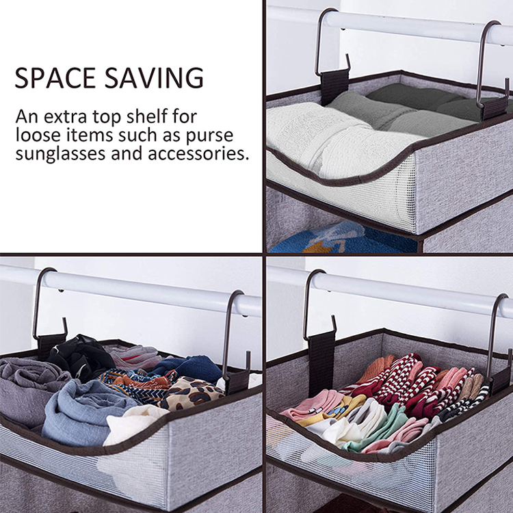 New Design Hanging Clothes Storage Organizer Collapsible Accessory Shelves Hanging Closet Organizers