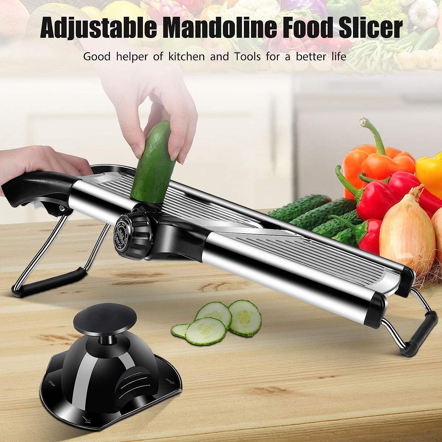 Adjustable Food Slicer Vegetable Slicer Fruit Cutter Kitchen Julienne Stainless Steel Vegetable Slicer for Potato tomato