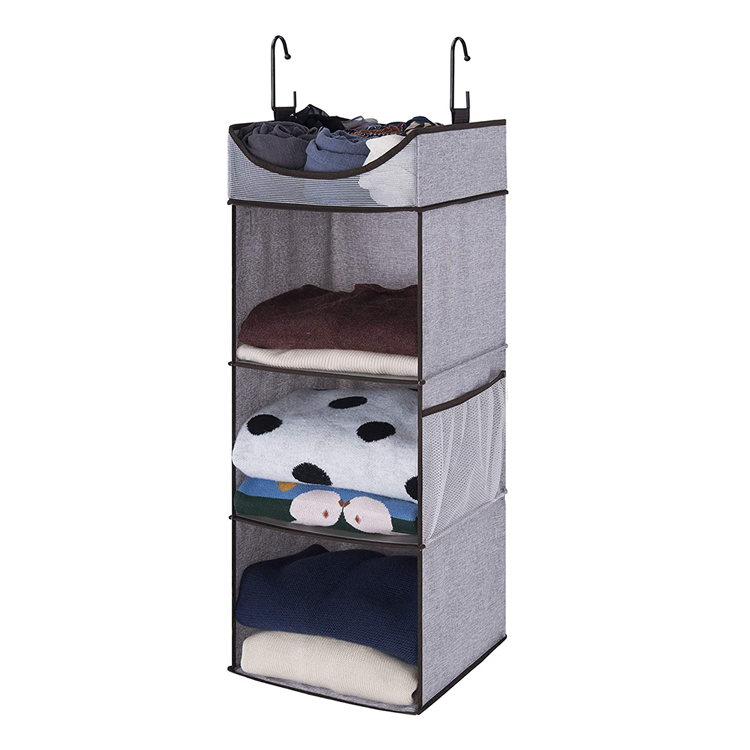 New Design Hanging Clothes Storage Organizer Collapsible Accessory Shelves Hanging Closet Organizers