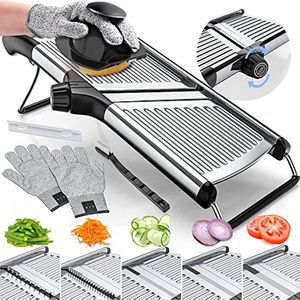 304 Stainless Steel Safe Vegetable Grater Food Chopper Potato Slicer Cutter Thickness Adjustable Mandoline Slicer for Kitchen