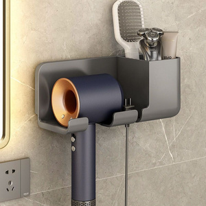 Hair Dryer Storage Holder Bathroom Wall Mounted Shelf Shelves Accessories Hair Brush Bracket Stainless Steel Hair Dryer Holder