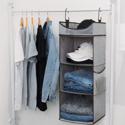 New Design Hanging Clothes Storage Organizer Collapsible Accessory Shelves Hanging Closet Organizers