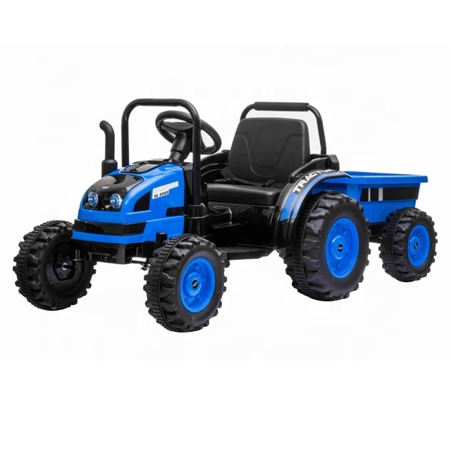 Children's Tractor Electric Car With Trailer Rear Wheels Suspension Ride on UTV Truck One Button Start Pedal Off Road Vehicle