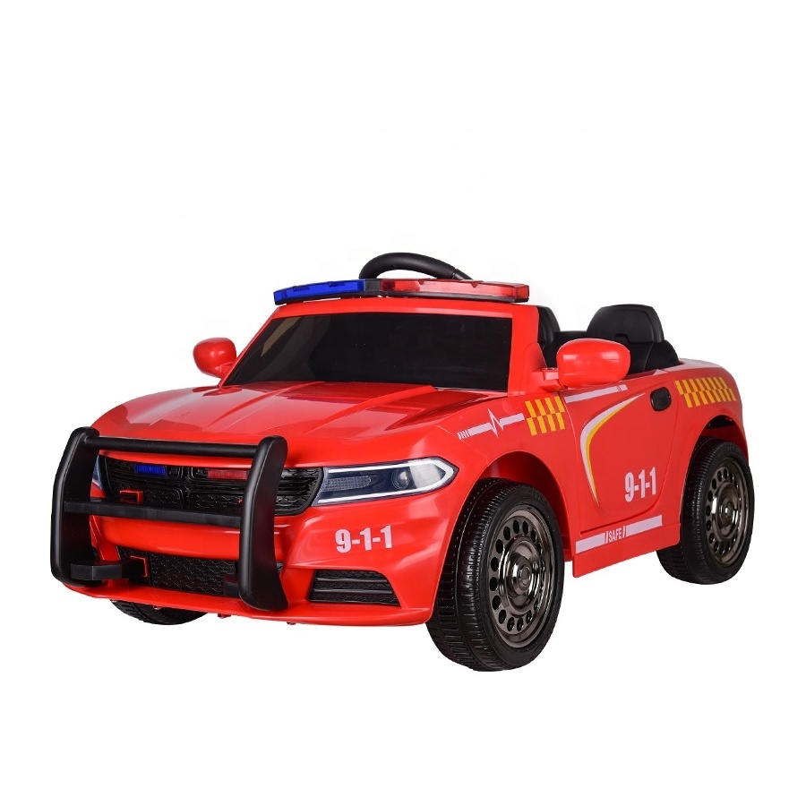 Simulation of Police Car Design with Alarm Lamp Four wheels Suspension Include Megaphone Kids Ride on Electric Toy Vehicle