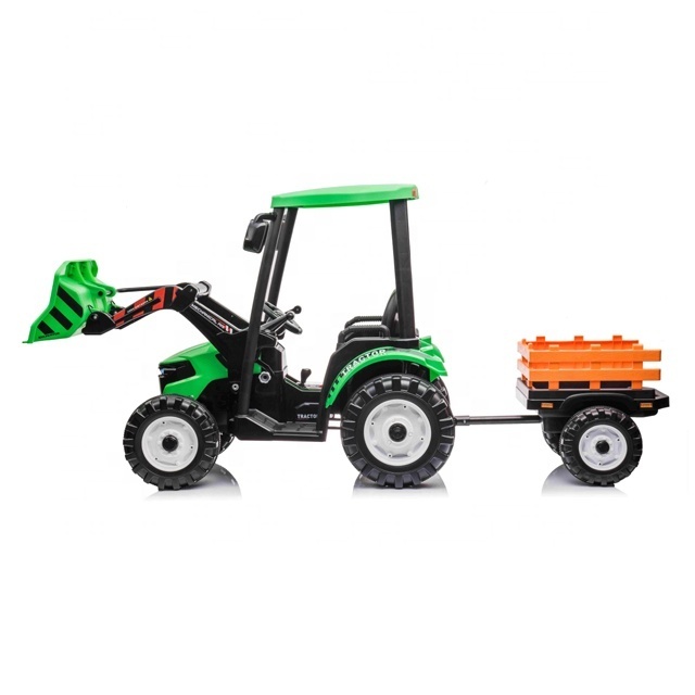 Kids Ride On Excavator Includes Power indictor Electronic Tractor with Digging Bucket One Button Start and Light Big Trailer