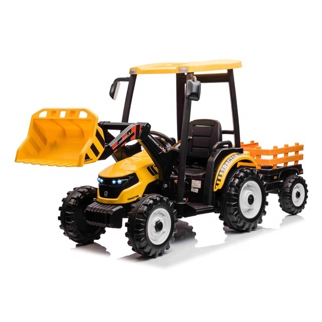 Kids Ride On Excavator Includes Power indictor Electronic Tractor with Digging Bucket One Button Start and Light Big Trailer