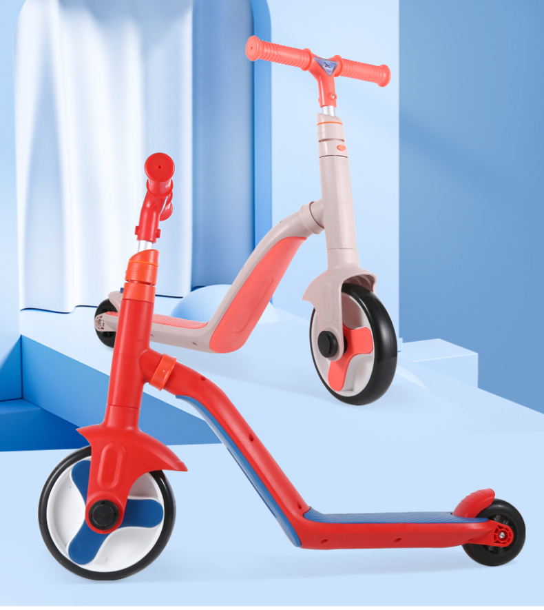 New Outdoor Children's 2-in-1 Scooter Height Adjustable Two Wheels Balance Bike Safe Material and Easy Portability