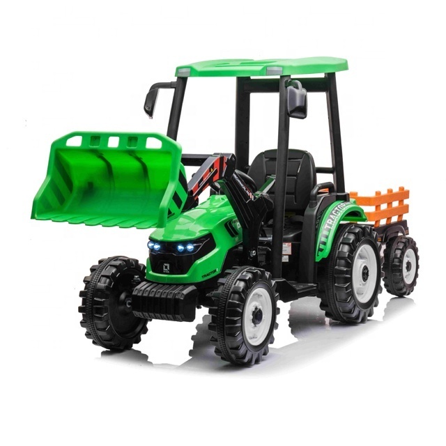 Kids Ride On Excavator Includes Power indictor Electronic Tractor with Digging Bucket One Button Start and Light Big Trailer