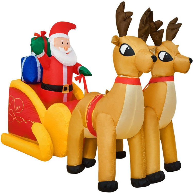 Christmas inflatable decoration with built-in LED lights life size Santa sleigh outdoor garden family holiday party decoration