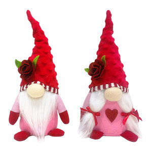 Valentines Day Gnome Plush Dolls With Rose Flower Ornaments Figurines st valentin Gift ideas 2024 Wedding Party Decorations