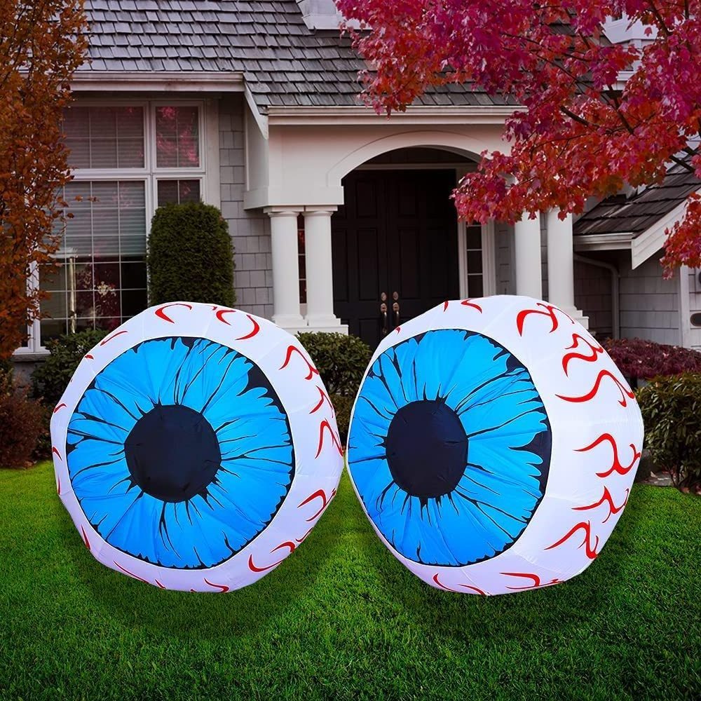 Halloween eyeballs Light Up Large Set of giant Inflatable Eyeball Blow Up for Party Halloween Inflatable outdoor yard Decoration