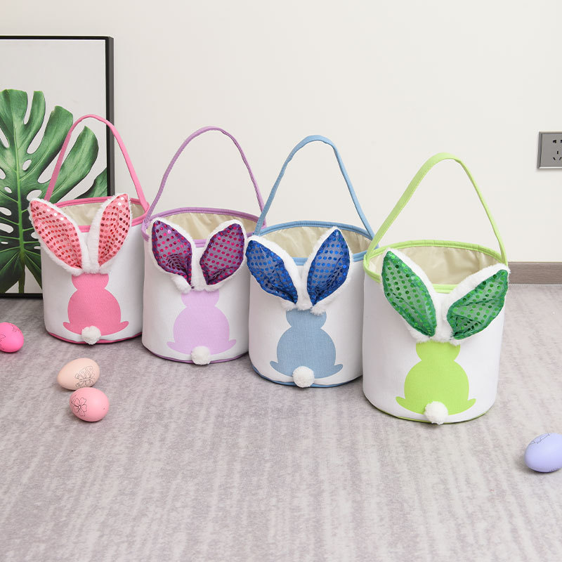 2024 New Upgrade LED Easter Baskets for Kids Light Up Bunny sublimation Bags Easter Egg Fillers for Easter Party favor