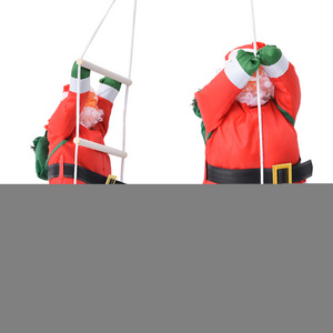 24" H Cute Climbing Santa Claus On Rope Ladder Indoor Outdoor Christmas Tree Hanging Decorations Party Wall Window Decoration