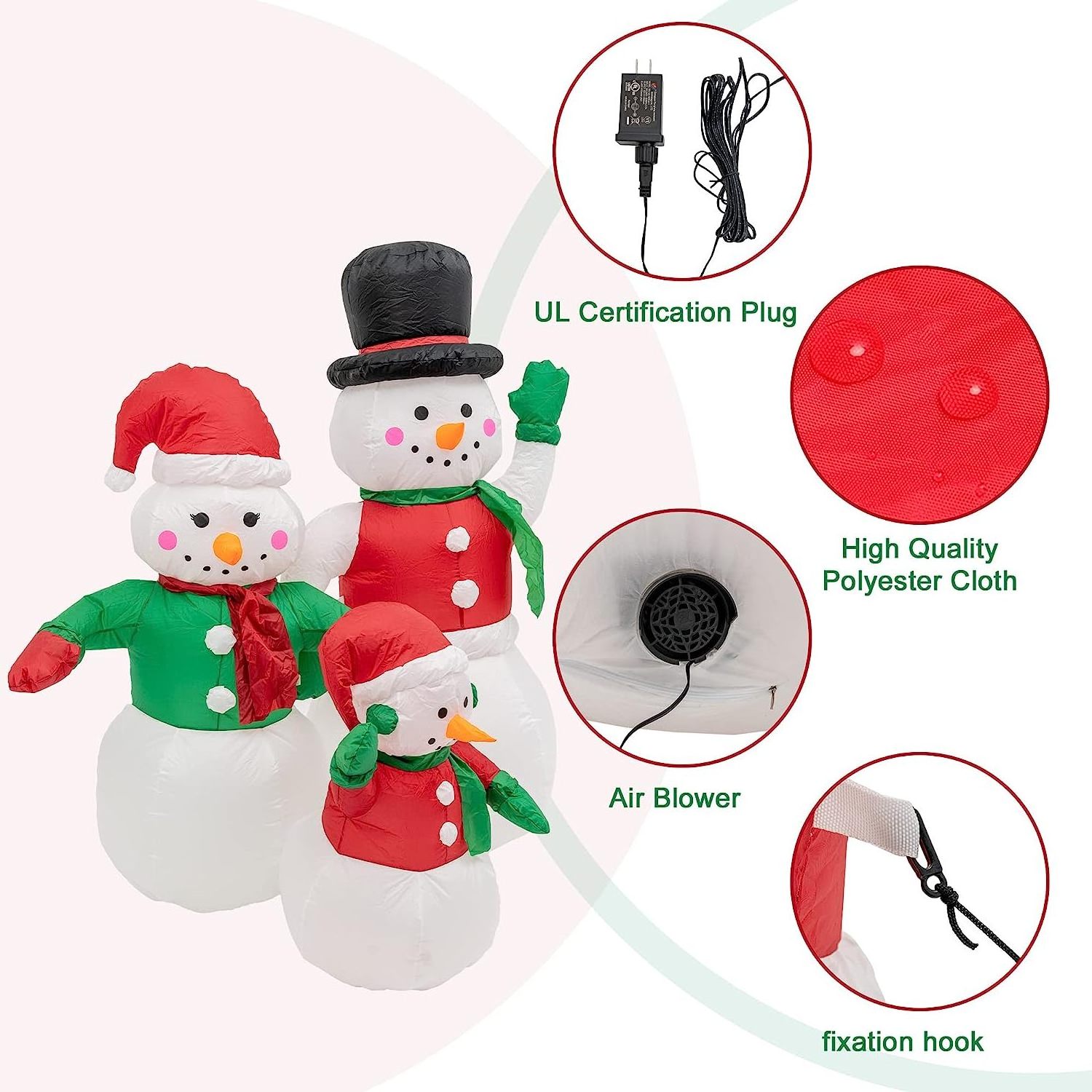 6FT Custom Sphere Gift yard Christmas Decorations Mold Snowman Blow Air Balls Garden Decoration LED Inflatable Snowman Family