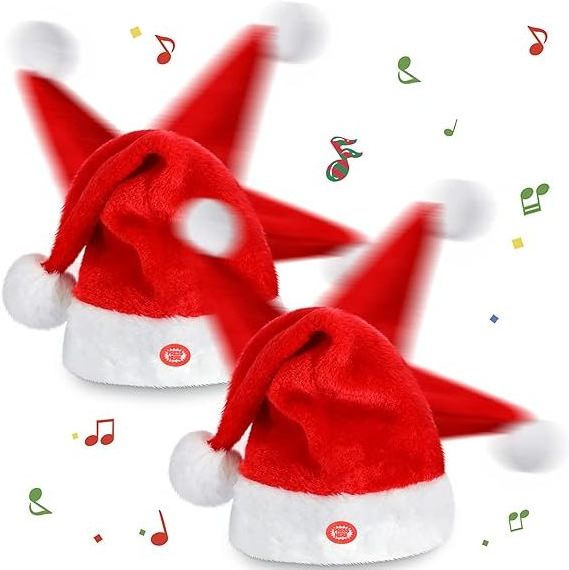 Electric Rocking Santa Claus Hat kids Musical Cap sing and dancing Christmas hat adult children gifts Christmas party supplies