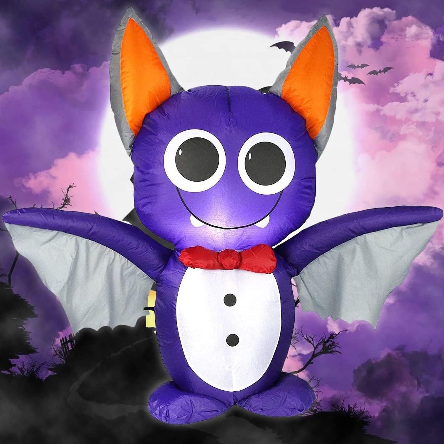 Halloween Inflatable Purple Bat Led Lighted Outdoor Decoration Halloween Large Party holiday Yard Decoration