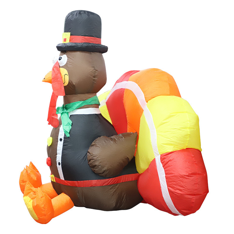 2023 Thanksgiving inflatable decorations turkey with pilgrimage hat autumn garden yard outdoor decorations for home