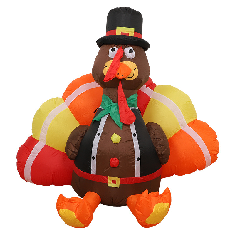 2023 Thanksgiving inflatable decorations turkey with pilgrimage hat autumn garden yard outdoor decorations for home