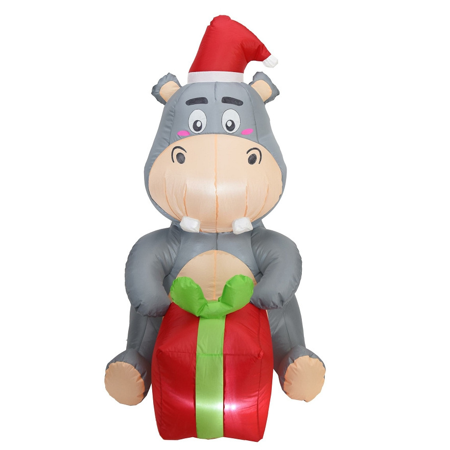 Christmas 2024 NEW ARRIVAL inflatable cute donkey model with gift box for outdoor lawn yard party supply inflatable decoration