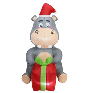 Christmas 2024 NEW ARRIVAL inflatable cute donkey model with gift box for outdoor lawn yard party supply inflatable decoration