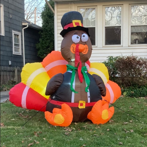 Thanksgiving inflatables turkey with pilgrimage hat holiday home outdoor garden Fall party decorations