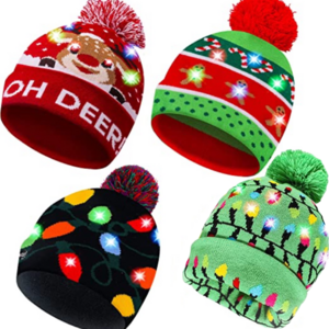 Floppy elf girls beanie knitted hat color LED flashing Hat party kids Winter festival cute decoration Christmas hat with led