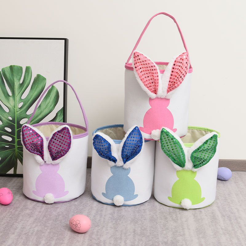 2024 New Upgrade LED Easter Baskets for Kids Light Up Bunny sublimation Bags Easter Egg Fillers for Easter Party favor