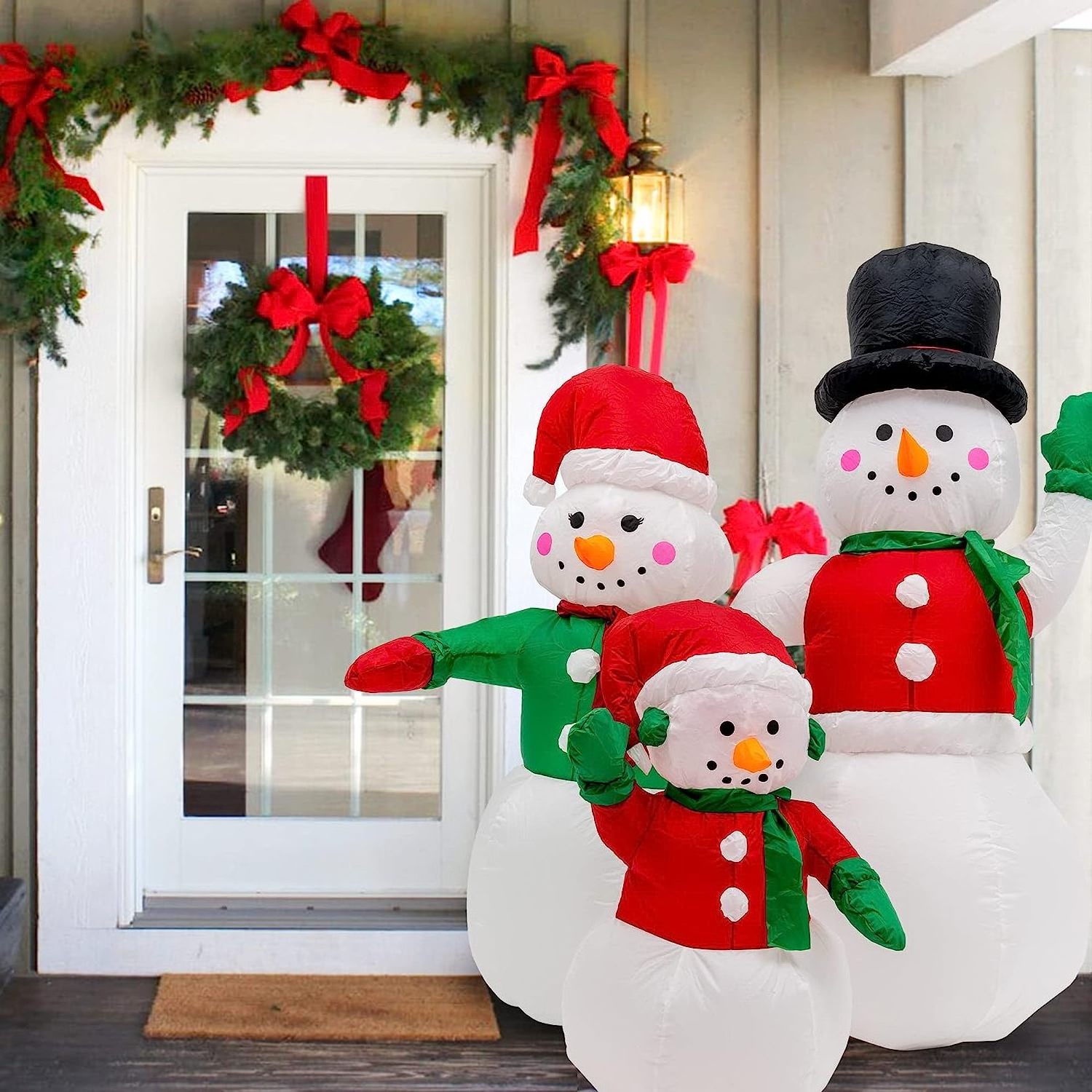 6FT Custom Sphere Gift yard Christmas Decorations Mold Snowman Blow Air Balls Garden Decoration LED Inflatable Snowman Family