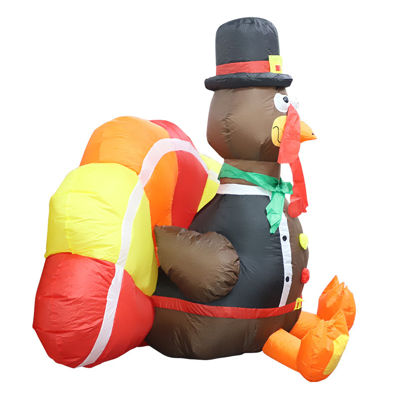 2023 Thanksgiving inflatable decorations turkey with pilgrimage hat autumn garden yard outdoor decorations for home