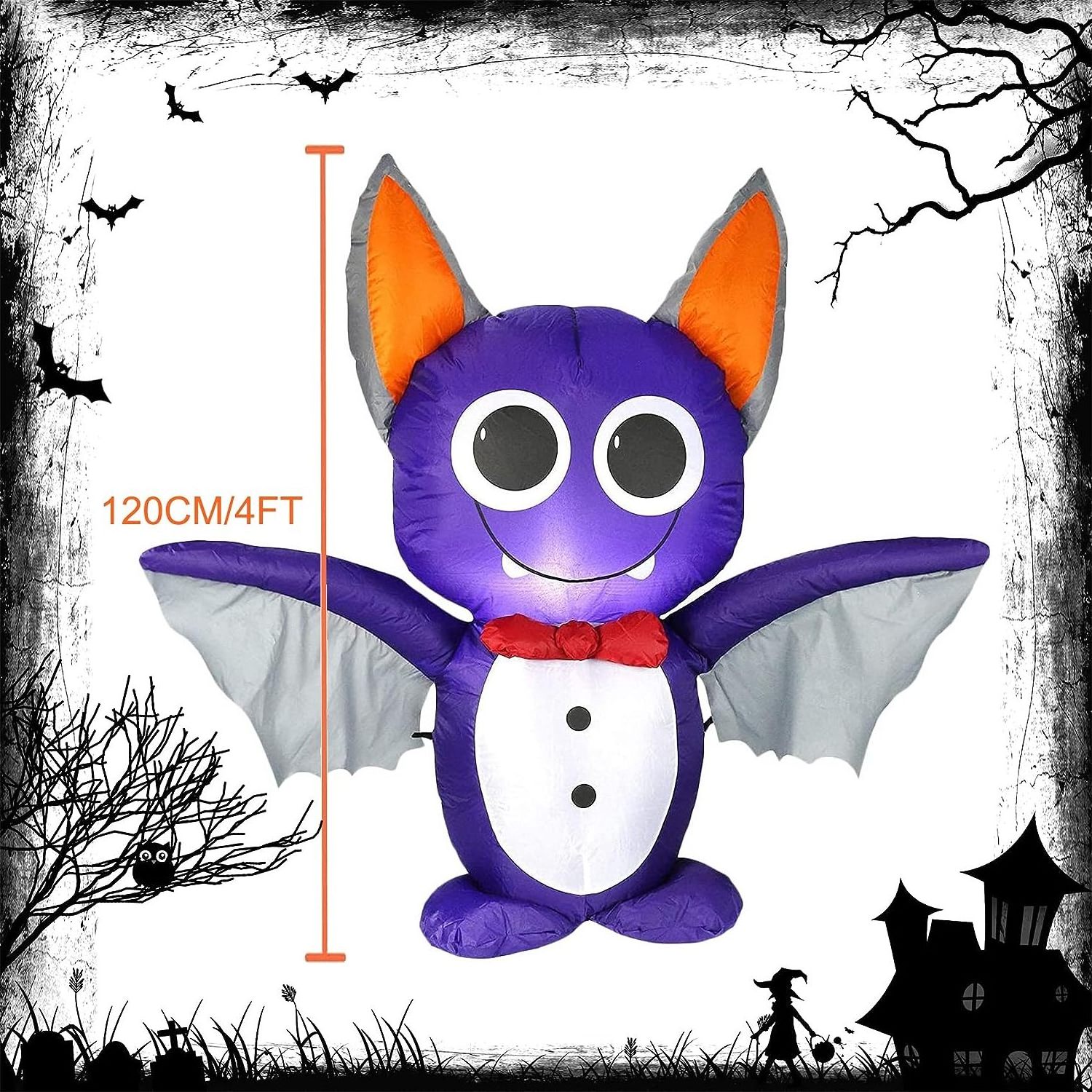 Halloween Inflatable Purple Bat Led Lighted Outdoor Decoration Halloween Large Party holiday Yard Decoration