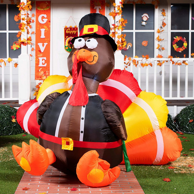 Thanksgiving inflatables turkey with pilgrimage hat holiday home outdoor garden Fall party decorations