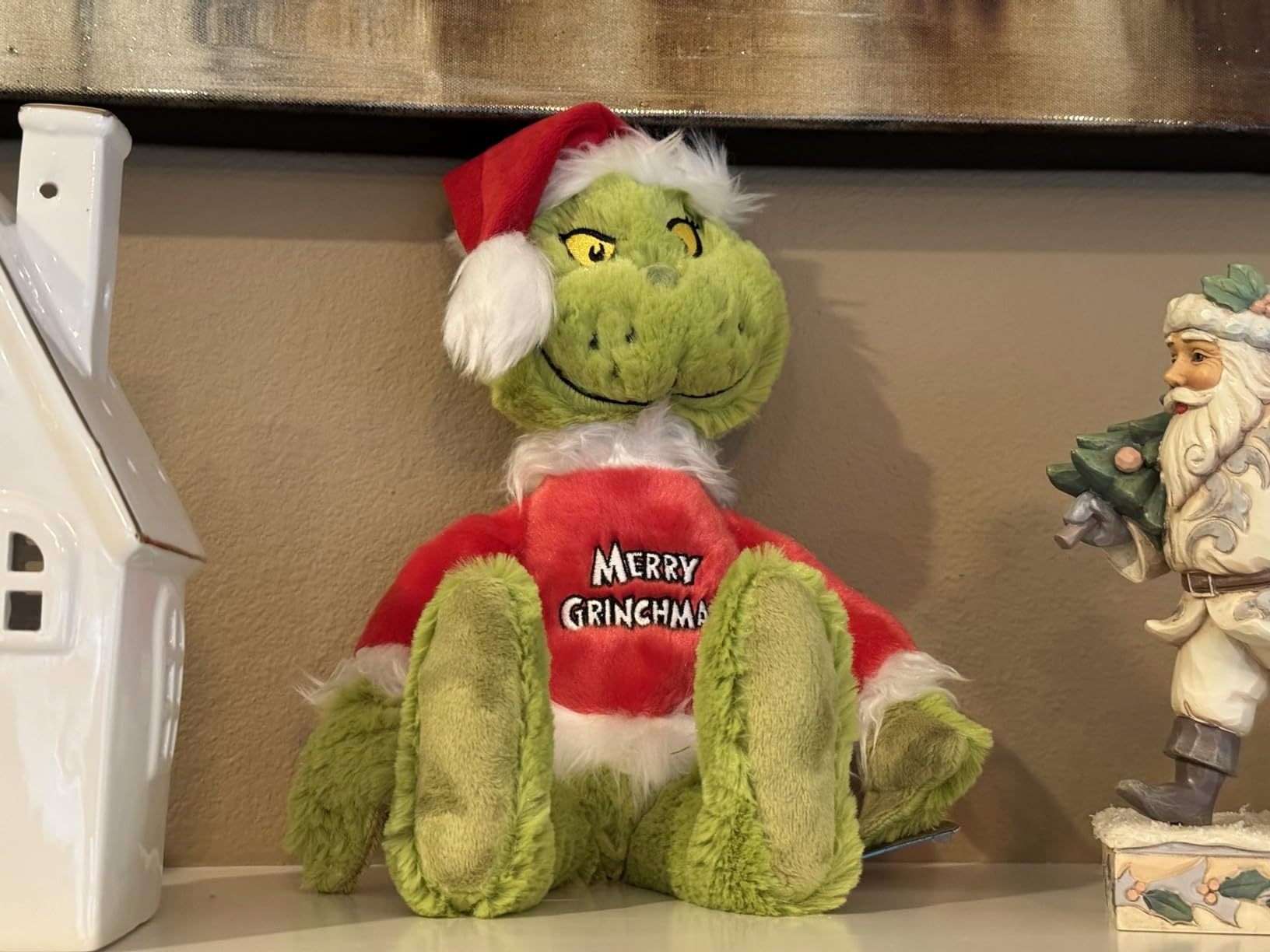 High quality plush stuffed animal toys Grinch cartoon character fluffy dolls with embroidery for Christmas decoration Grinchmas