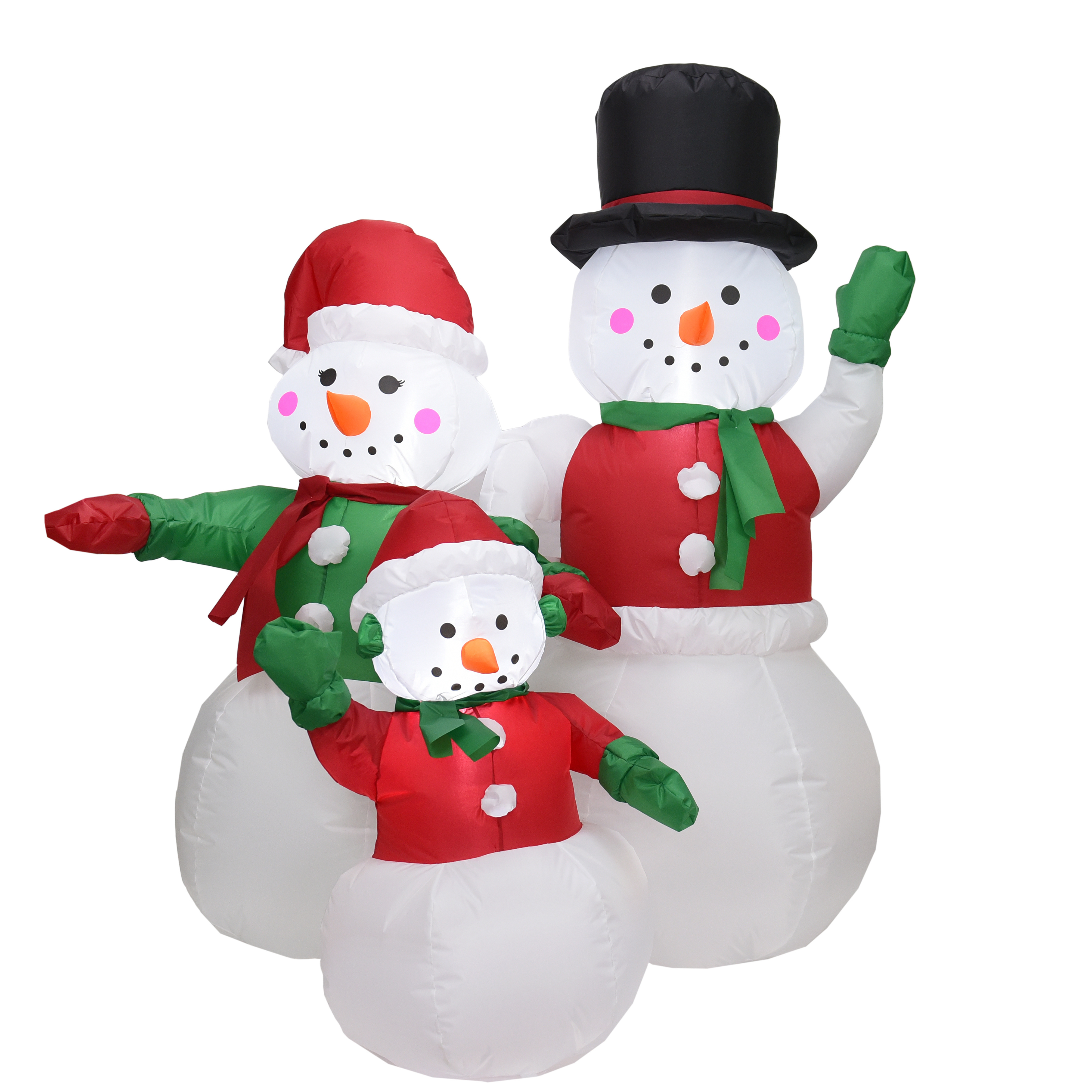 6FT Custom Sphere Gift yard Christmas Decorations Mold Snowman Blow Air Balls Garden Decoration LED Inflatable Snowman Family