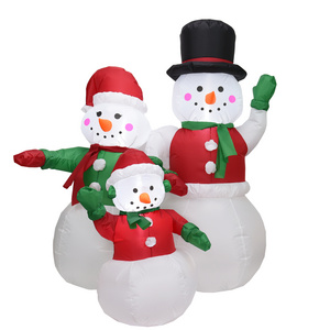 6FT Custom Sphere Gift yard Christmas Decorations Mold Snowman Blow Air Balls Garden Decoration LED Inflatable Snowman Family