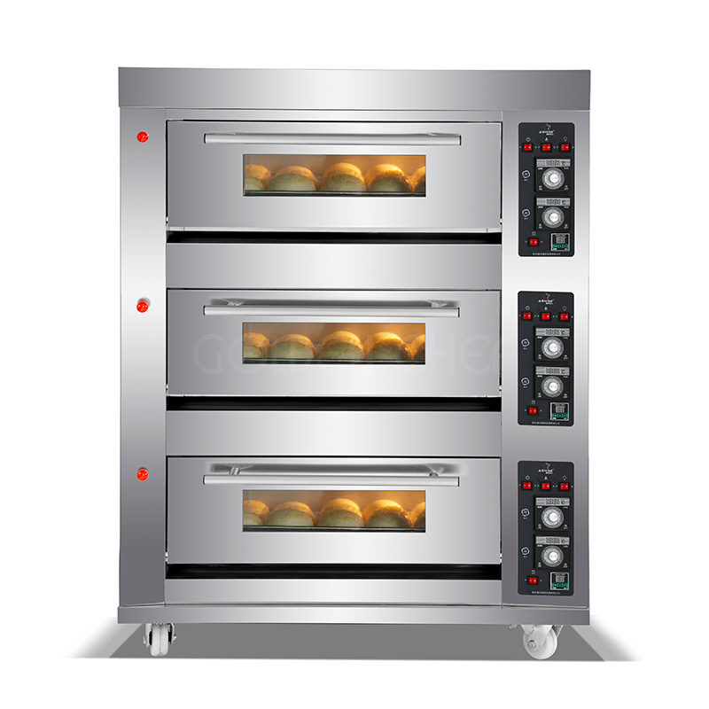 guangzhou 3 deck 6 trays commercial kitchen gas oven bakery machine equipment baking oven bread cake deck oven