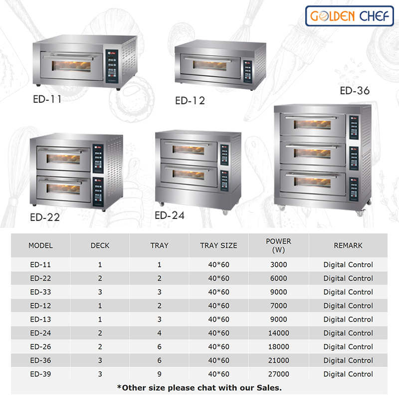 Golden Chef Bakery Equipment Professional Bread Baking Machine Gas / Electric Oven Commercial Convection Oven Pizza Oven