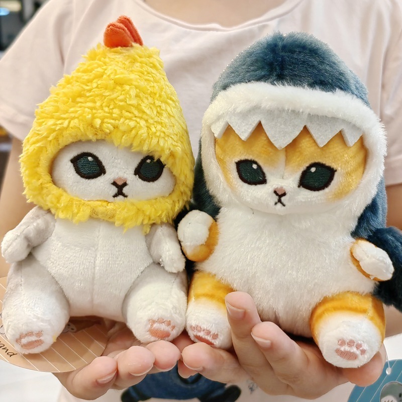 Hot Sale Kawaii Plush Doll Pendant Fried Shrimp Design Cute Shark Plush Pillow Cat Stuffed Animal Toys for Kids