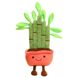 Wholesale Kawaii Pine Bamboo Plush Toys Lovely Potted Plant Plush Dolls Stuffed Soft Toy Creative Home Car Decor Present